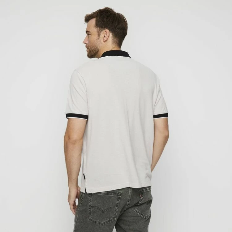 Bronson Casual Southgate Short Sleeve Cotton Pique Polo With Tipping Grey - Image 4