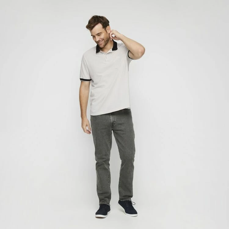 Bronson Casual Southgate Short Sleeve Cotton Pique Polo With Tipping Grey - Image 3