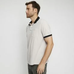 Bronson Casual Southgate Short Sleeve Cotton Pique Polo With Tipping Grey