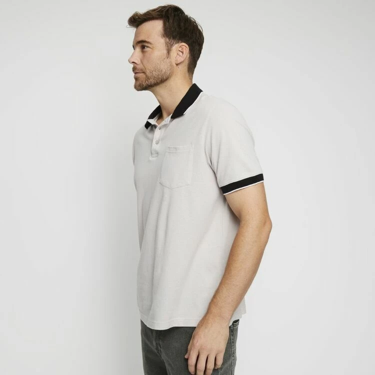 Bronson Casual Southgate Short Sleeve Cotton Pique Polo With Tipping Grey