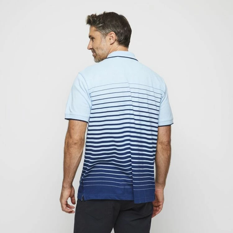 Bronson Casual Lismore Short Sleeve Cotton Pique Ombre Polo Blue - Image 3