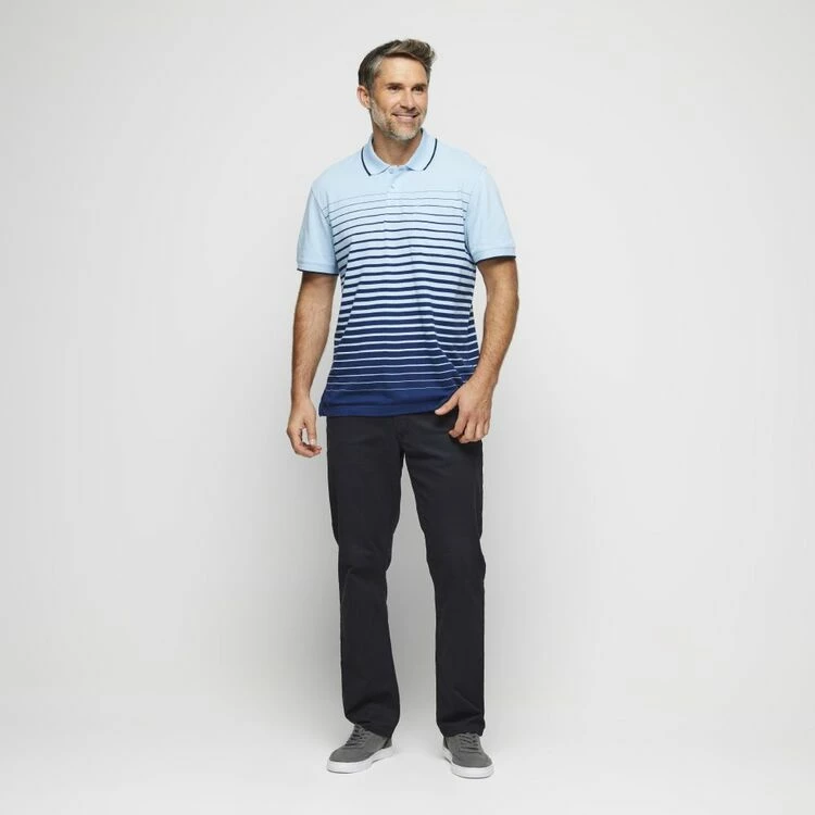 Bronson Casual Lismore Short Sleeve Cotton Pique Ombre Polo Blue - Image 2