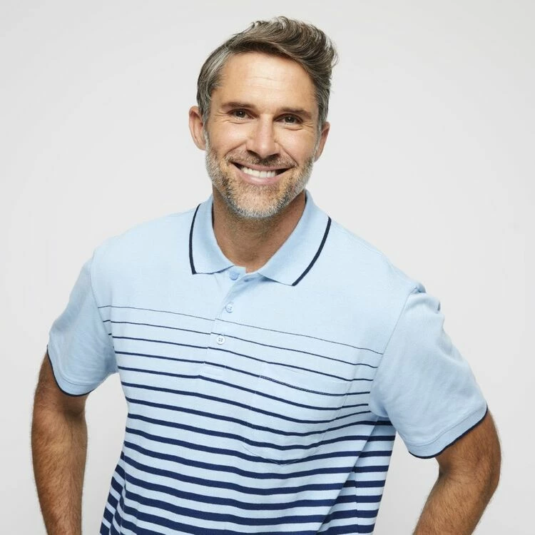 Bronson Casual Lismore Short Sleeve Cotton Pique Ombre Polo Blue