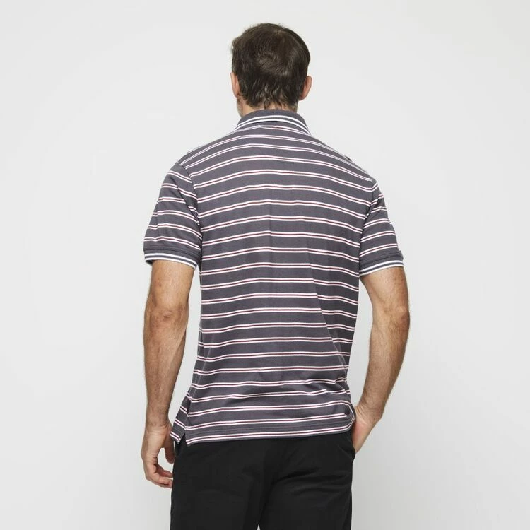 Bronson Casual Men's Glenelg Cotton Pique Stripe Short Sleeve Polo Charcoal - Image 4
