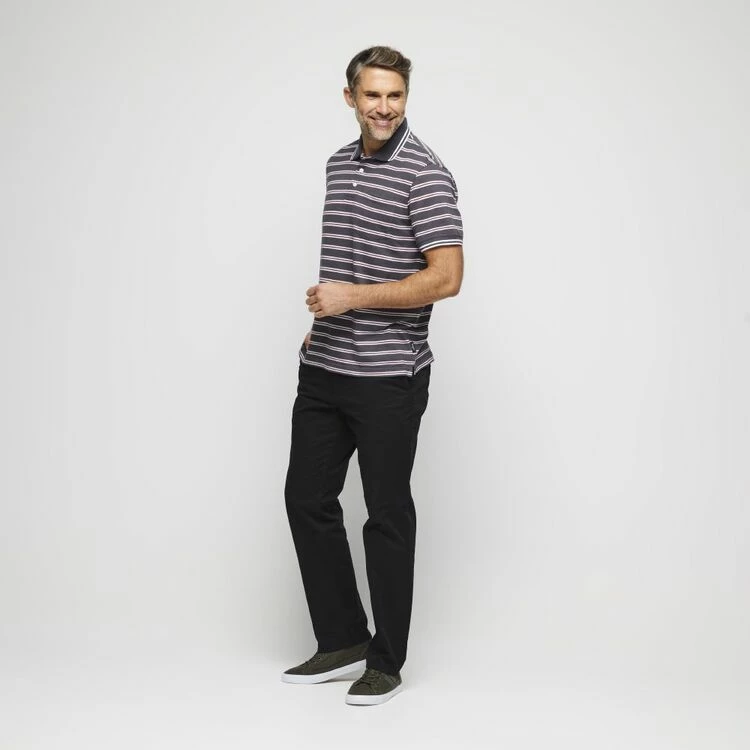 Bronson Casual Men's Glenelg Cotton Pique Stripe Short Sleeve Polo Charcoal - Image 3