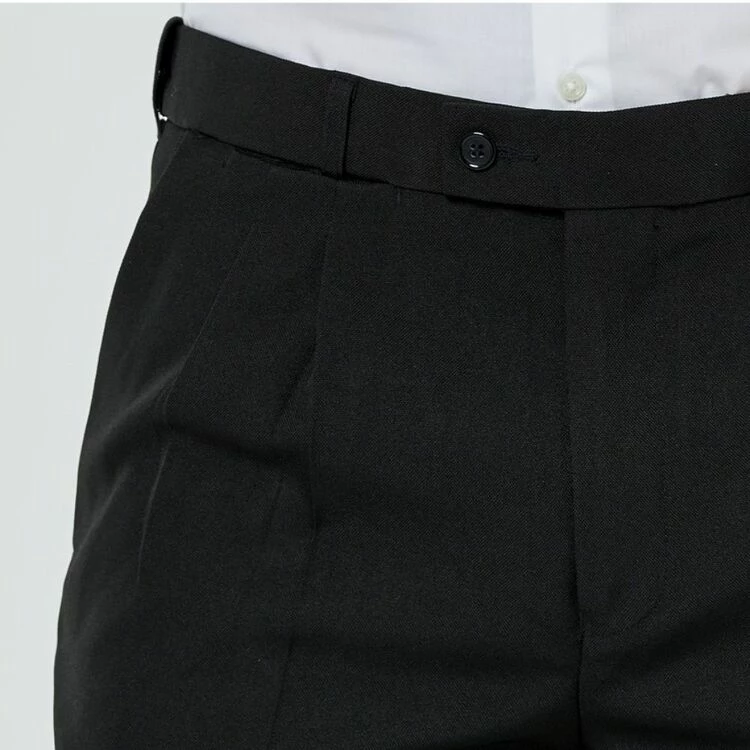 Farah Carlton Single Pleat Front Trouser With Comfort Stretch Waistband Black