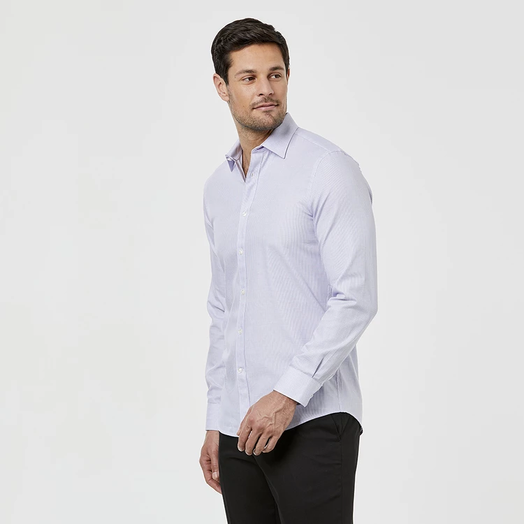 Brooksfield Long Sleeve Career Regular Fit Micro Textured Shirt Berry - Image 3