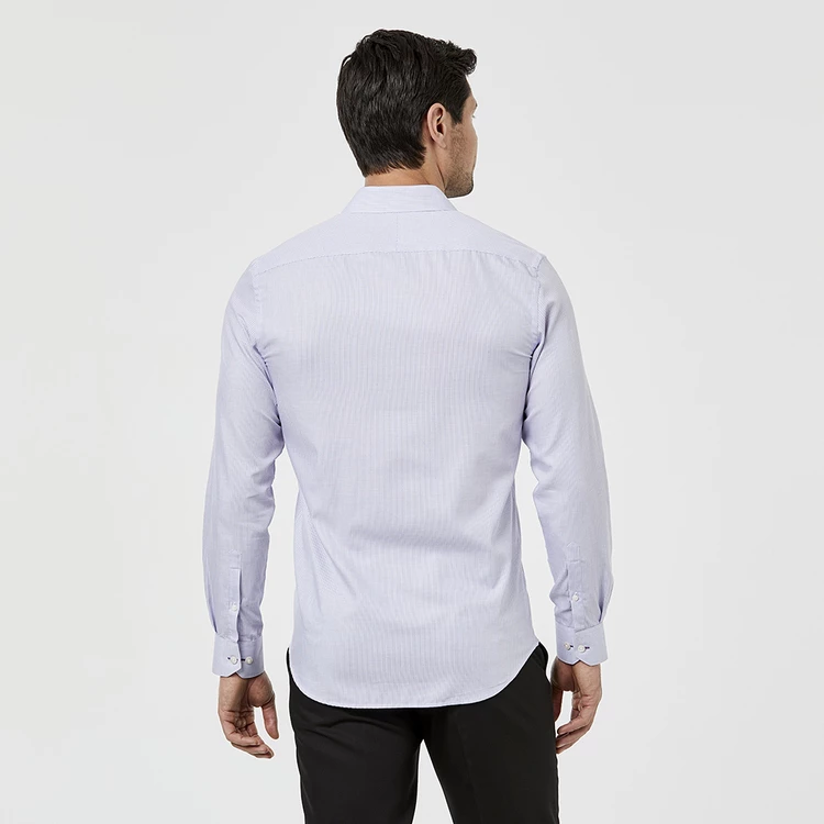 Brooksfield Long Sleeve Career Regular Fit Micro Textured Shirt Berry - Image 2