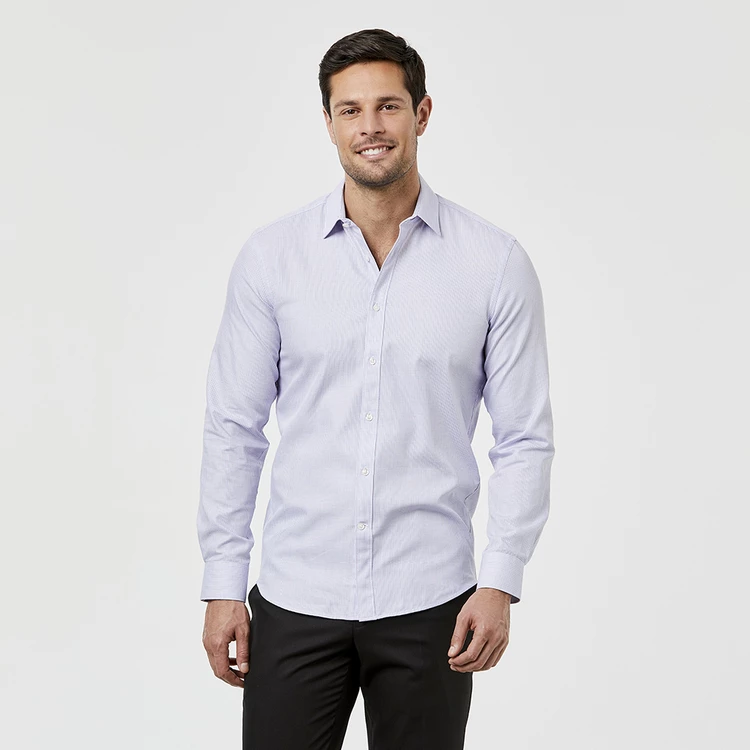 Brooksfield Long Sleeve Career Regular Fit Micro Textured Shirt Berry - Image 4
