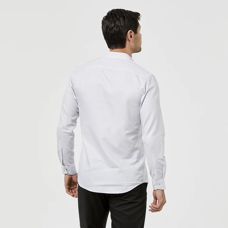 Brooksfield Long Sleeve Luxe Slim Fit Micro Textured Shirt White - Image 2