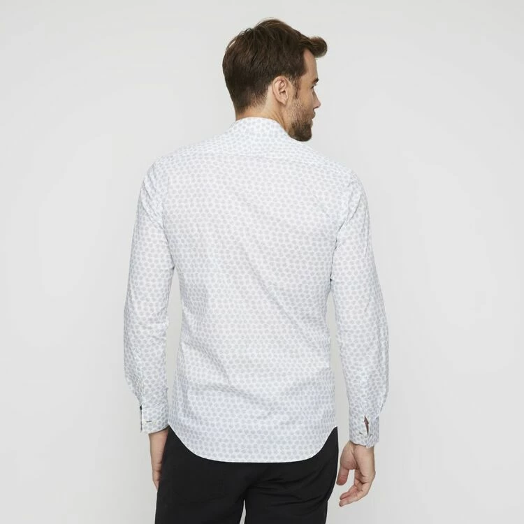 Brooksfield Long Sleeve Career Leaf Print Stretch Shirt White 40 - Image 2