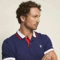 U.S. Polo Assn. Tri Colour Collar Polo With Embroidered Logo Indigo Large