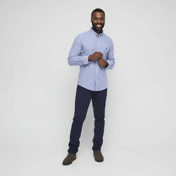 U.S. Polo Assn. Men's Printed Long Sleeve Cotton Shirt Royal Blue Medium - Image 4