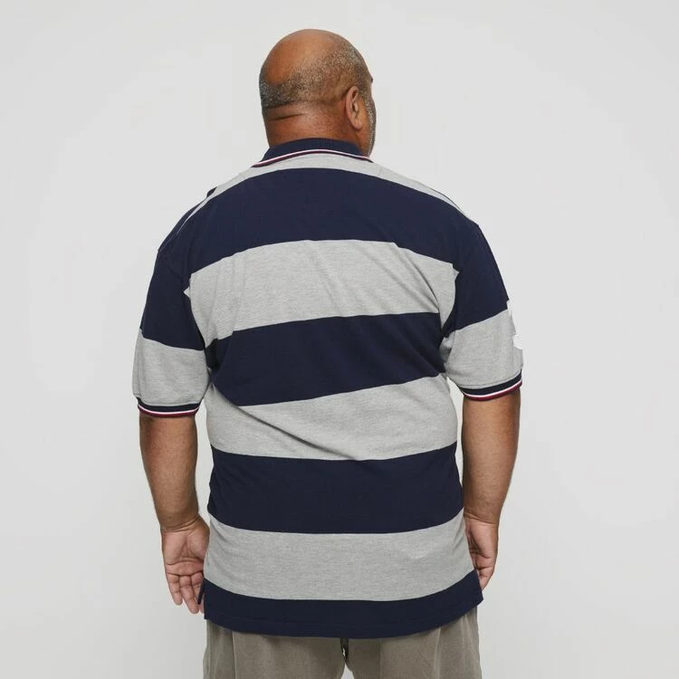 U.S. Polo Assn. Big Men's Bold Stripe Polo With No.3 Embroidered Logo Heather Grey 1X Large - Image 3