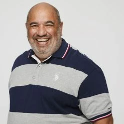 U.S. Polo Assn. Big Men's Bold Stripe Polo With No.3 Embroidered Logo Heather Grey 1X Large