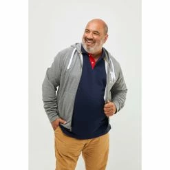 U.S. Polo Assn. Big Men's Zip Thru No.3 Hooded Fleece Dark Heather Grey 2XL