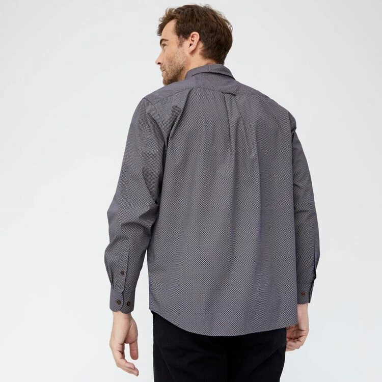 JC Lanyon Men's Dover Relaxed Wash Cotton Long Sleeve Print Shirt Dark Blue Small - Image 4