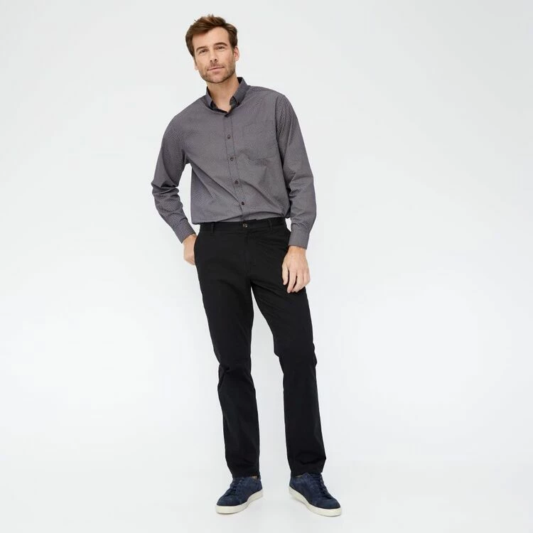 JC Lanyon Men's Dover Relaxed Wash Cotton Long Sleeve Print Shirt Dark Blue Small - Image 5