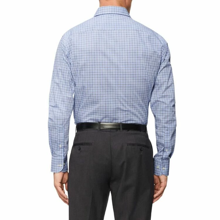 Van Heusen Tailored Fit Mid Check Long Sleeve Shirt Indigo - Image 2