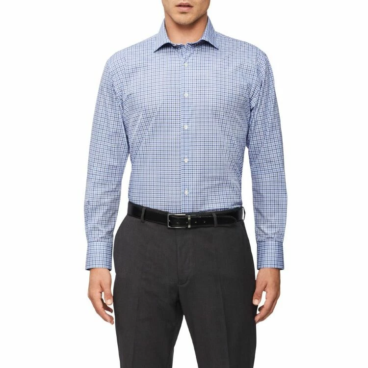 Van Heusen Tailored Fit Mid Check Long Sleeve Shirt Indigo - Image 4