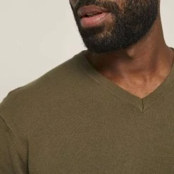 JC Lanyon Men's Brody Cotton V Neck Knit Olive XX Large