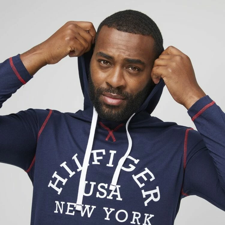 Tommy Hilfiger Long Sleeve Jersey Hoodie Dark Navy Medium - Image 2