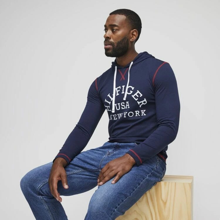 Tommy Hilfiger Long Sleeve Jersey Hoodie Dark Navy Medium