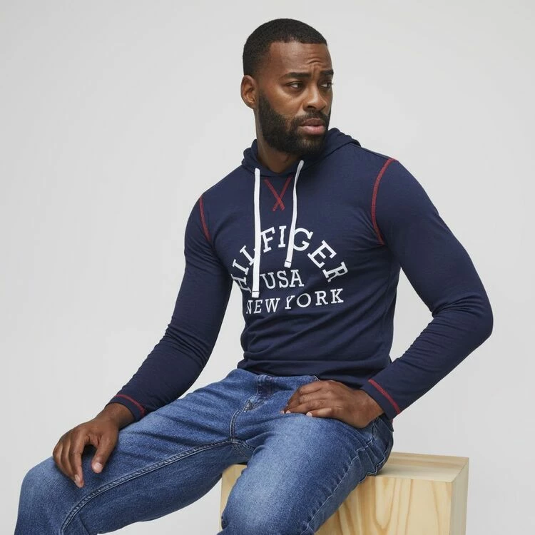 Tommy Hilfiger Long Sleeve Jersey Hoodie Dark Navy Medium - Image 5