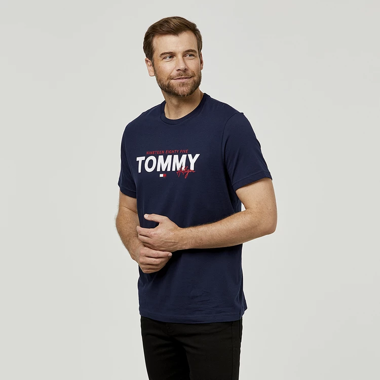 Tommy Hilfiger Tommy Signature Short Sleeve Tee Dark Navy - Image 3