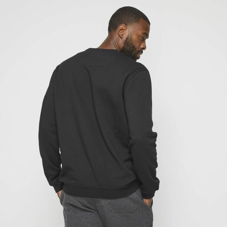 Bronson Basic Clayton Plain Crew Neck Fleece Jumper Black - Image 3