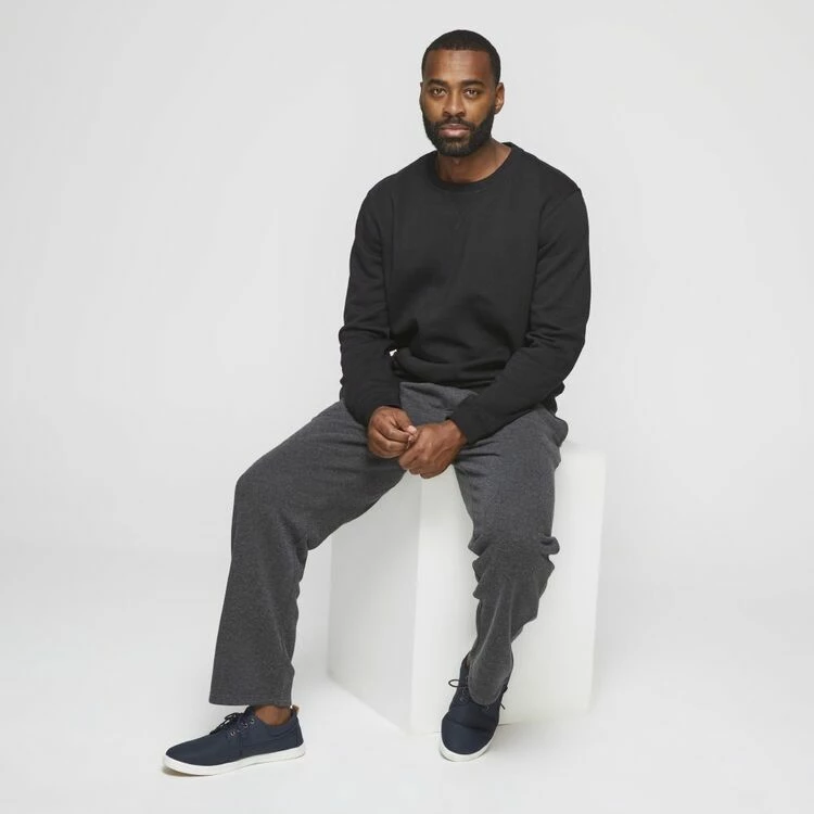 Bronson Basic Clayton Plain Crew Neck Fleece Jumper Black - Image 2