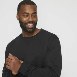 Bronson Basic Clayton Plain Crew Neck Fleece Jumper Black