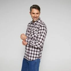 Bronson Basic Morgan Cotton Printed Flannelette Shirt Rust