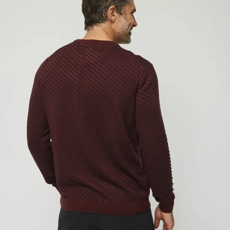 Bronson Casual Brunswick Soft Touch Diagonal Stripe Knit Burgundy & Navy - Image 4