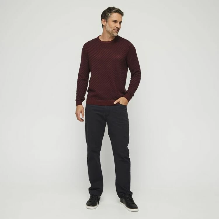 Bronson Casual Brunswick Soft Touch Diagonal Stripe Knit Burgundy & Navy - Image 3