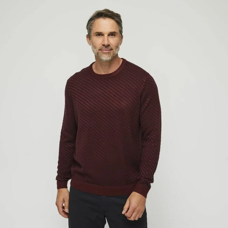 Bronson Casual Brunswick Soft Touch Diagonal Stripe Knit Burgundy & Navy - Image 5