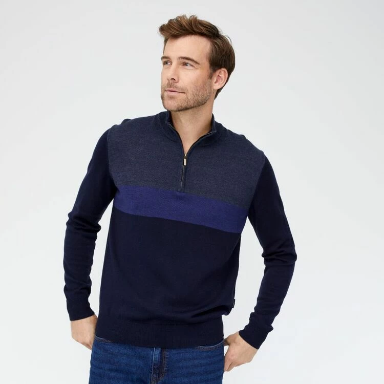 Bronson Casual Ramsay Block Stripe Knit Blue Mix - Image 2