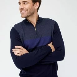 Bronson Casual Ramsay Block Stripe Knit Blue Mix