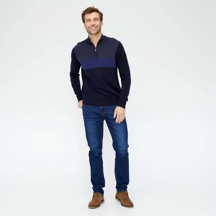 Bronson Casual Ramsay Block Stripe Knit Blue Mix - Image 4