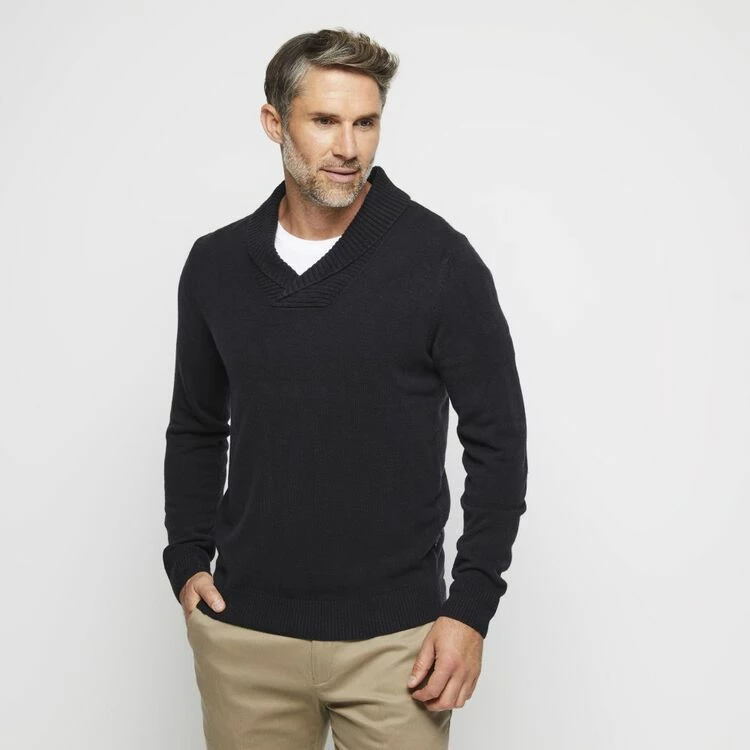 Bronson Casual Roxburgh Soft Touch Shawl Neck Knit Black