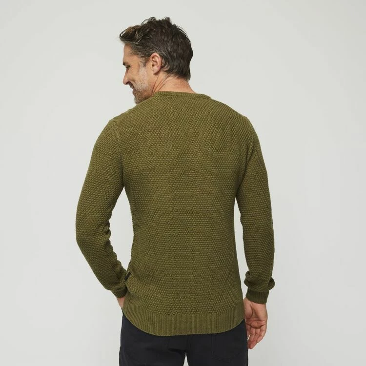 Bronson Casual Fyansford Cable Crew Neck Knit Burnt Olive - Image 4
