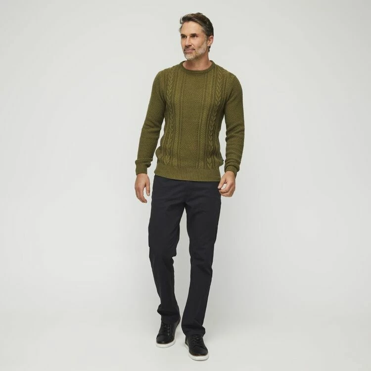 Bronson Casual Fyansford Cable Crew Neck Knit Burnt Olive
