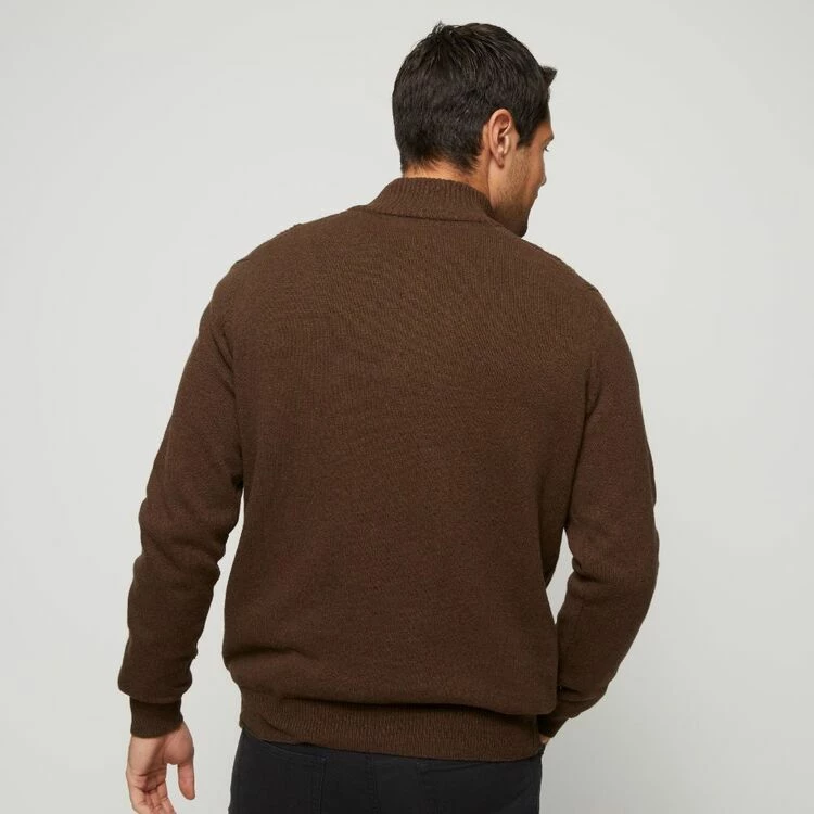 JC Lanyon Hale 1/4 Zip Neck Knit Chocolate - Image 3