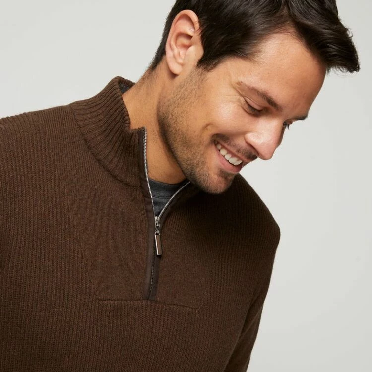 JC Lanyon Hale 1/4 Zip Neck Knit Chocolate - Image 2