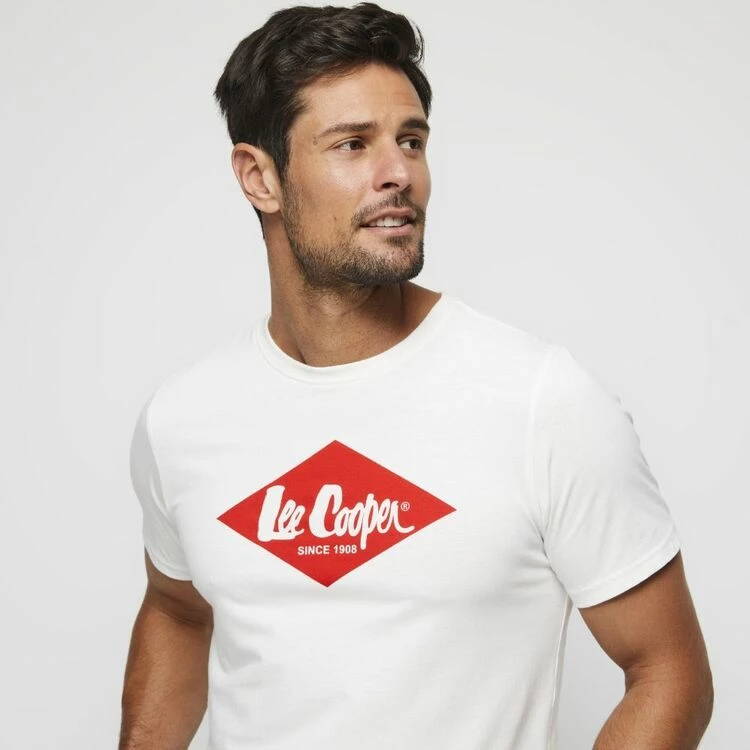 Lee Cooper Diamond Logo Tee White - Image 3