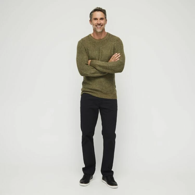 Bronson Casual Bateman Fishman Rib Crew Neck Knit Burnt Olive - Image 3