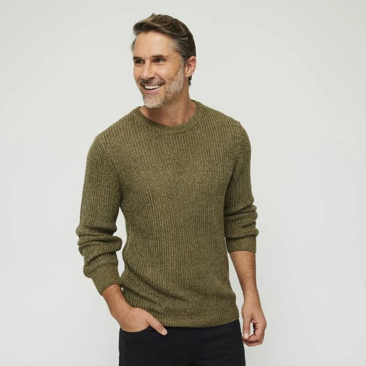 Bronson Casual Bateman Fishman Rib Crew Neck Knit Burnt Olive - Image 2