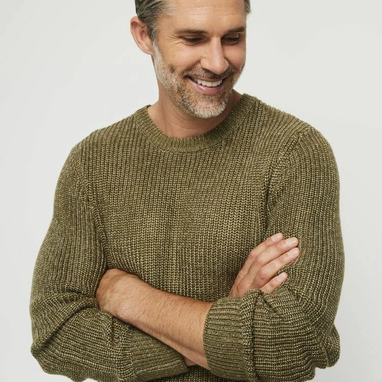 Bronson Casual Bateman Fishman Rib Crew Neck Knit Burnt Olive