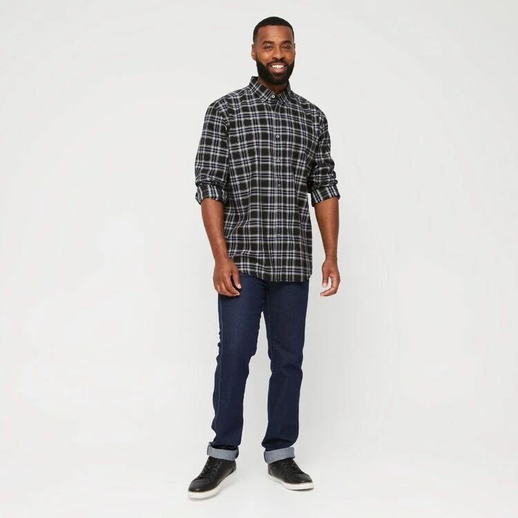 JC Lanyon Jasper Relaxed Wash Cotton Long Sleeve Shirt Dark Navy - Image 3