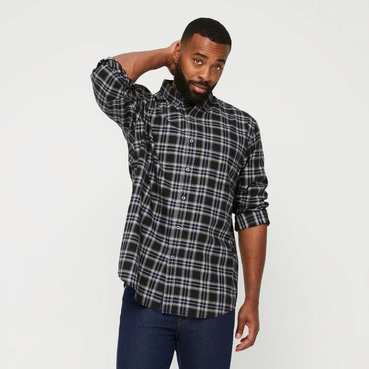 JC Lanyon Jasper Relaxed Wash Cotton Long Sleeve Shirt Dark Navy - Image 2